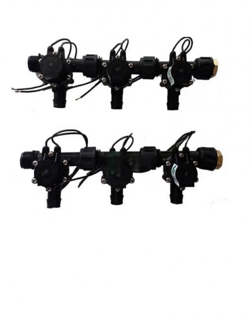 Irrigation Manifold Assembly (6 x Manifold - 2-way 3/4" 24VAC Inlet - 19mm Barb Outlet 50LPM)