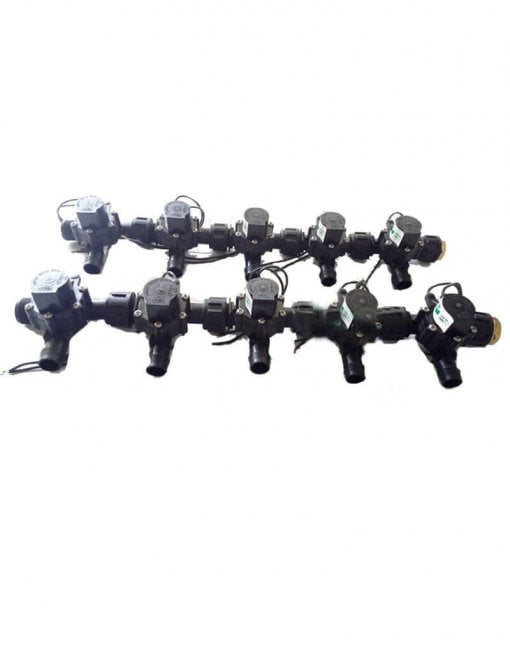 Irrigation Manifold Assembly (10 x Manifold - 2-way 3/4" 24VAC Inlet - 19mm Barb Outlet 50LPM)