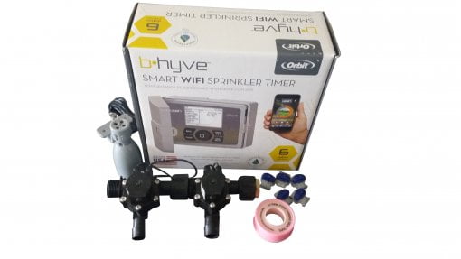 Orbit B-hyve WiFi Controller 6 Station-2 x 19mm Barb Solenoids Combo-Rain Sensor