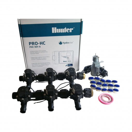 Hunter 6 Station Pro-HC WiFi Irrigation*Outdoor*6x 19mmBarb Solenoids,RainSensor