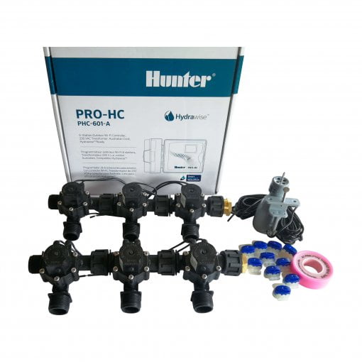 Hunter 6 Station Pro-HC WiFi Irrigation*Outdoor*6x 3/4" Solenoids,Free Rain Sensor