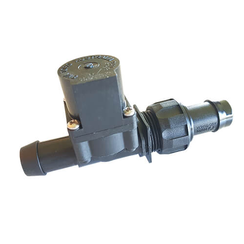 Chemical Resistant Solenoid Valve 12VDC - 19mm Barb Inlet - 19mm Straight Barb Outlet - 20LPM